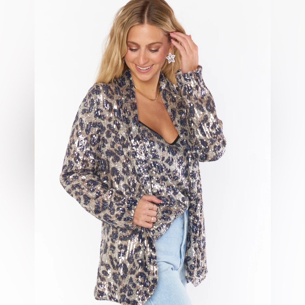 Show Me Your MuMu Cheetah Animal Print Sequin Backstage Blazer Heather McMahan